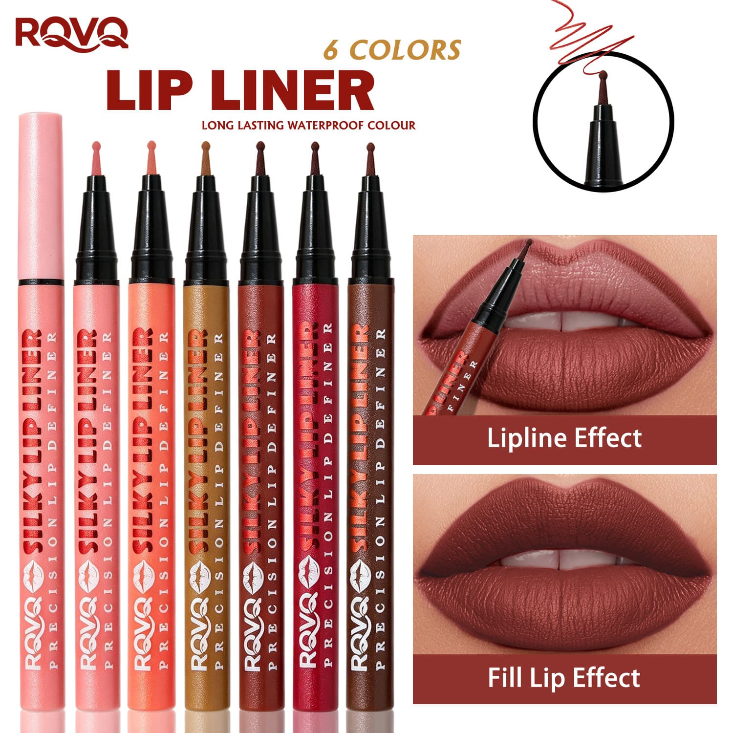 RQVQ Cross-border TK Hot-selling Liquid Lip Liner Long-lasting Lip Mask Define Lip Shape Waterproof Non-fading Lip Color