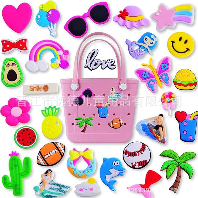 Amazon's new diy hole beach bag snaps beach scenery ocean fun accessories children's shoe flower buckles