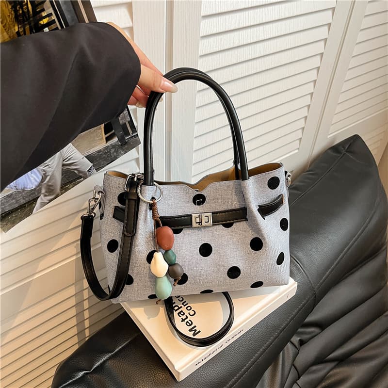 Trendy Polka Dot Shoulder Bag, Cross-Border Hit Product, Black and White Polka Dot Shoulder Bag, High-Value Handbag, Women's Polka Dot Crossbody Bag