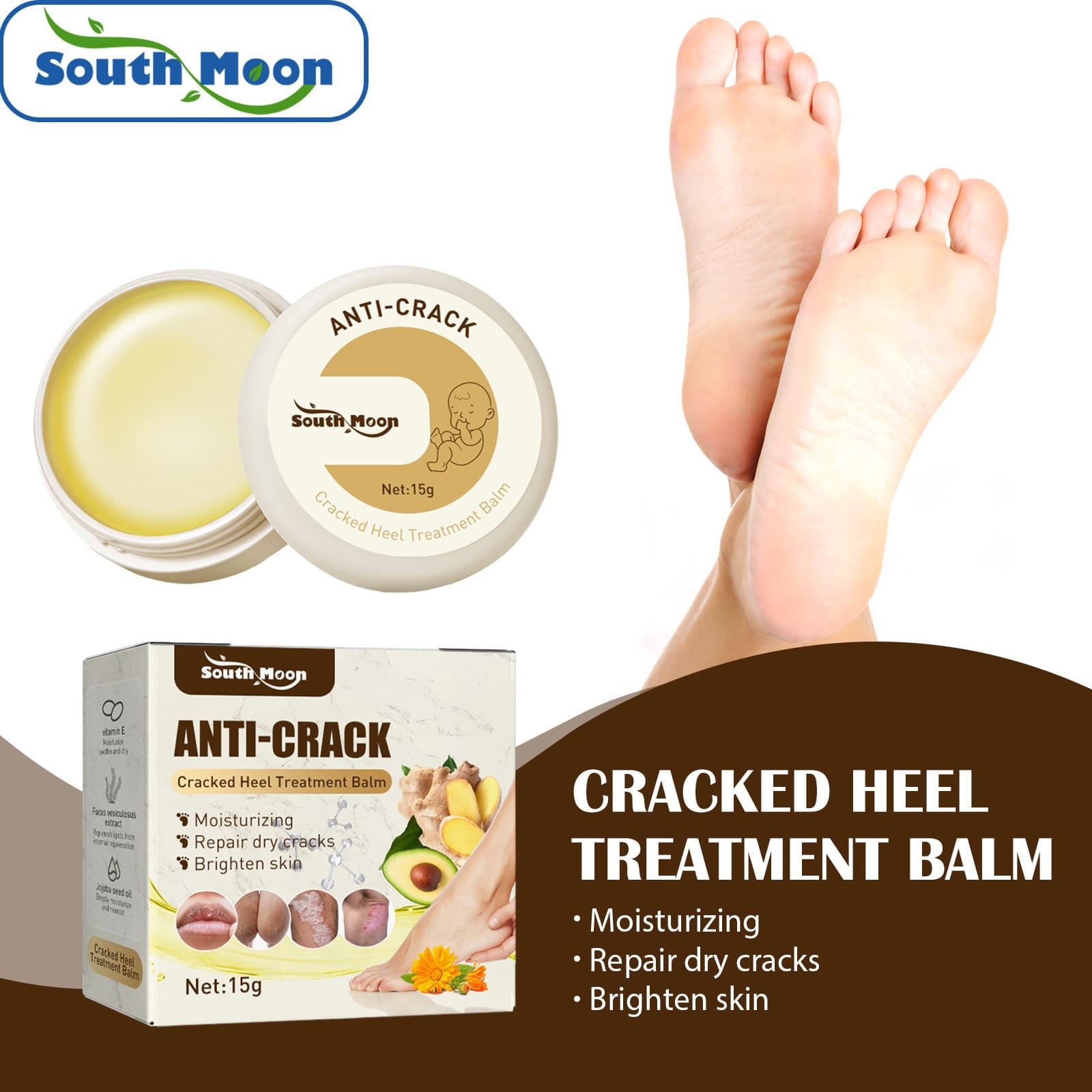 South Moon Cracked Heel Care Balm Foot Cream Foot Moisturizing Anti-Drying Peeling and Cracked Heel Repair