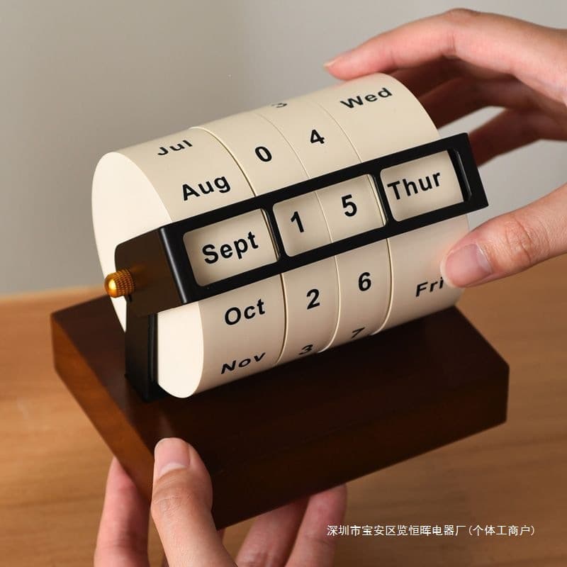 Calendar Perpetual Calendar Creative Desk Calendar Rotating Office Feeling Calendar Desktop Ornaments Retro Picture Runner