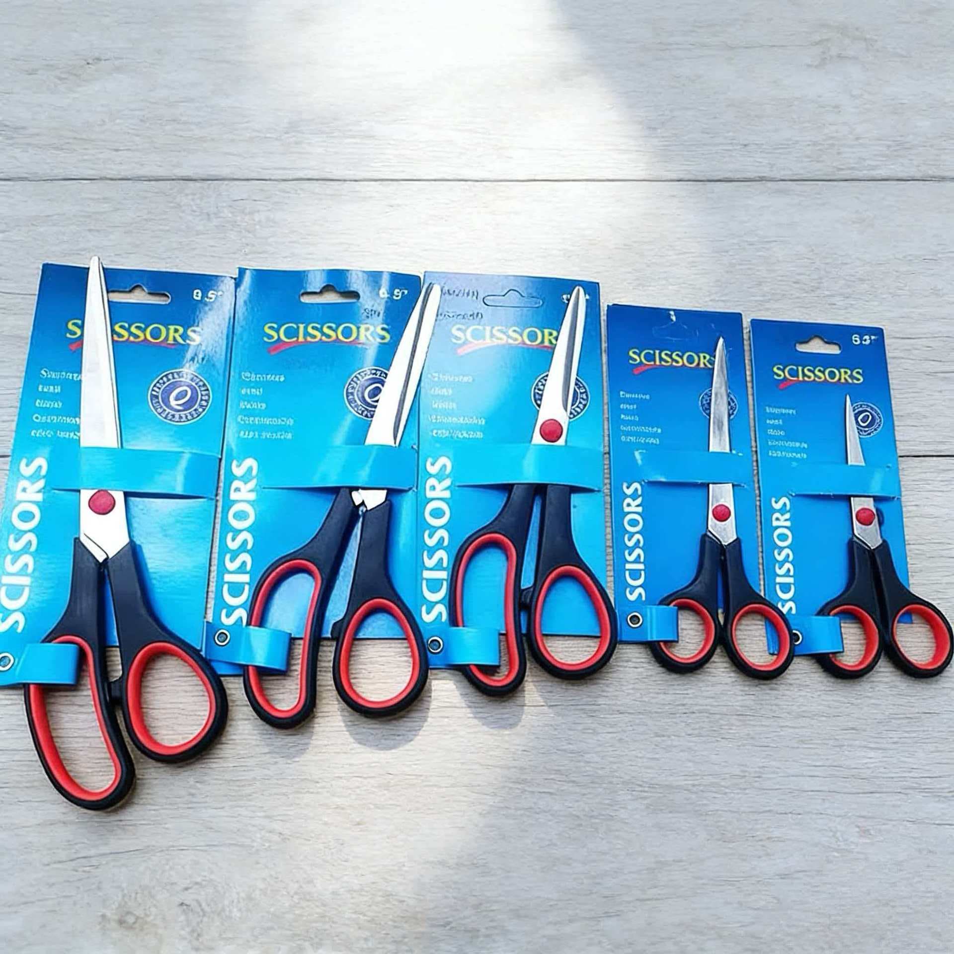 Wholesale Black and Red Rubber Plastic Scissors 9.5/8.5/7.5/6.5/5.5 Inches Office Scissors Student Scissors