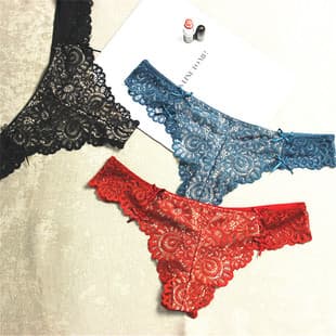 Sexy Lingerie Wholesale Low Waist Plus Size Panties Women with Bowknot Sexy Lace Triangle Panties