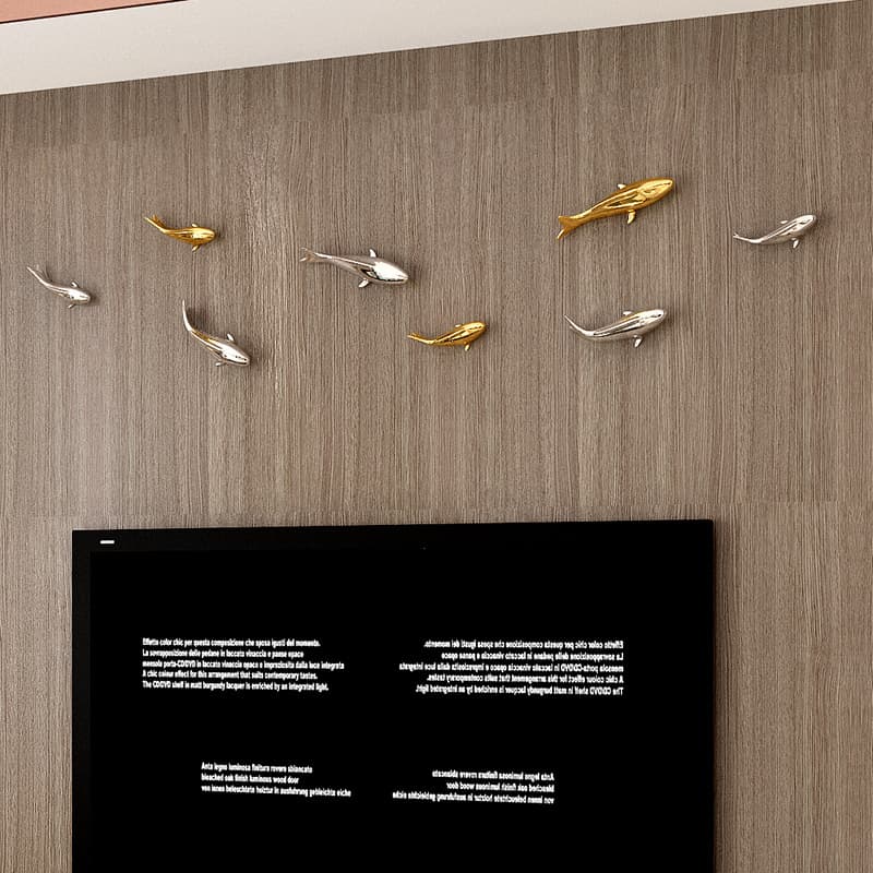 Modern Living Room Wall Decor Abstract Home Art Fish Creative Wall Hanging 3D Electroplated Ornament