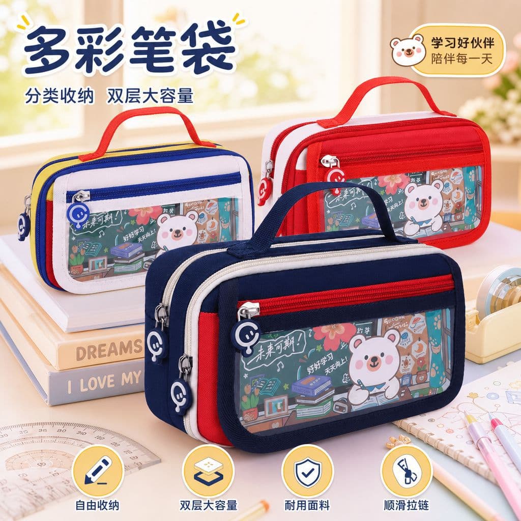 New pencil bag large capacity pencil case men and women simple stationery children's gift primary school student reward portable stationery bag