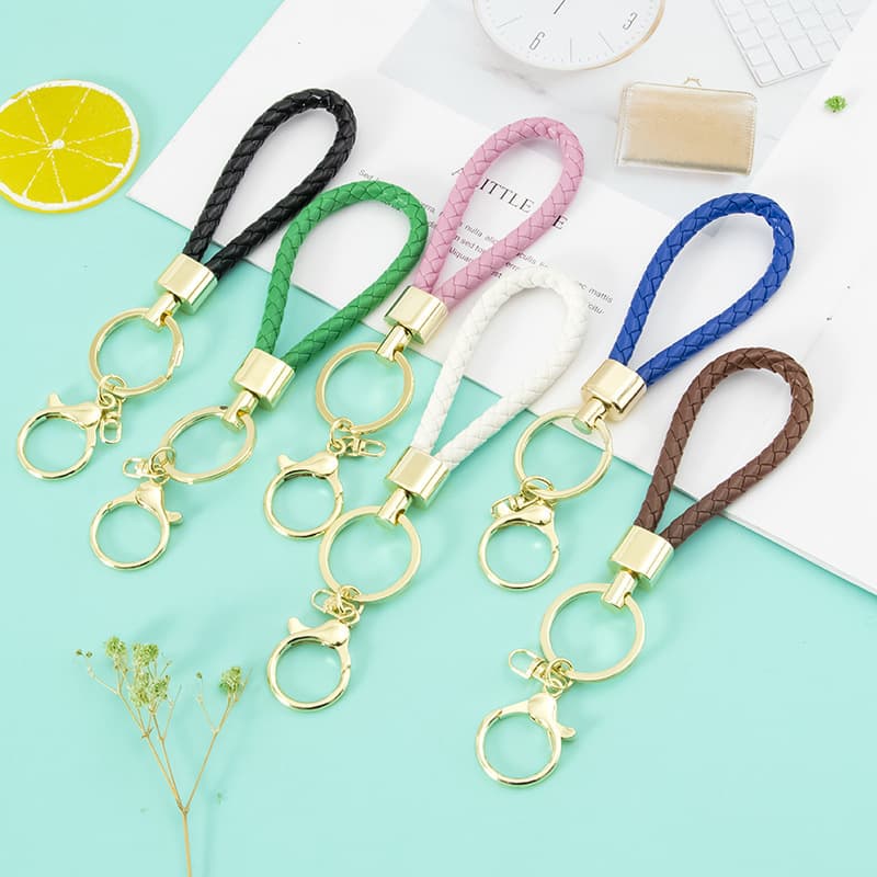 Woven Leather Rope Keychain Key Accessory Metal Key Ring Key Ring Car Key Gift Pendant Wholesale