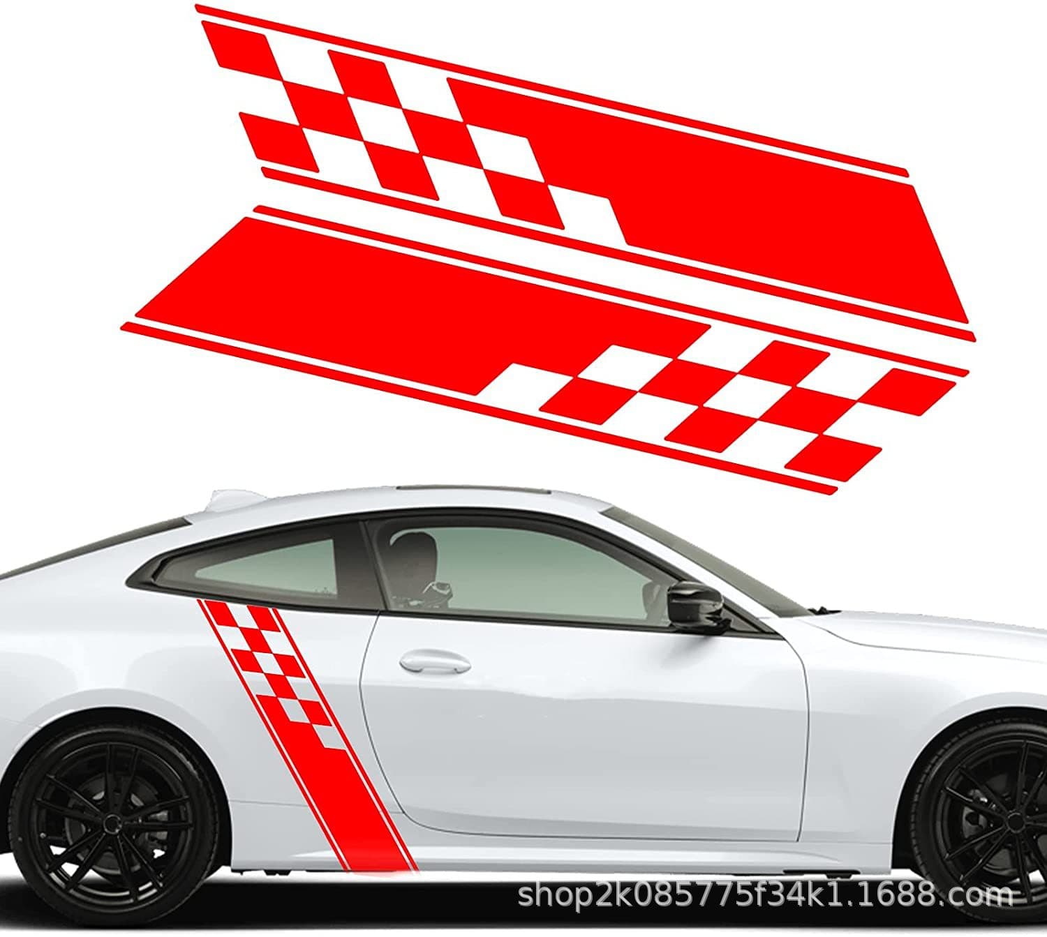 D-801 Export Universal New Checkered Flag Totem Car Sticker Pine Tree Graphic Body Side Door Decal