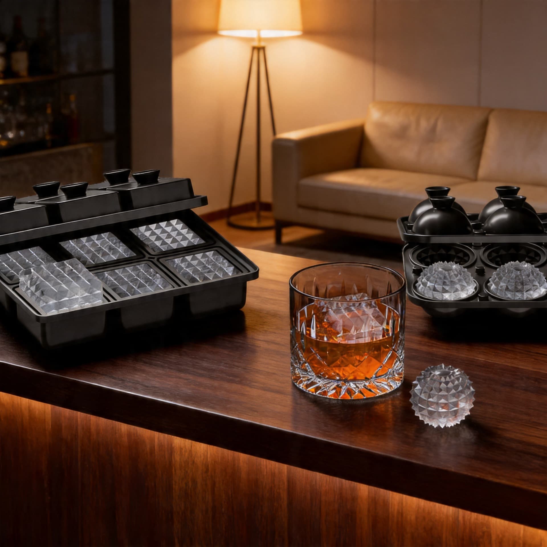 New Easy-Release Silicone Ice Cube Tray Large Whiskey Ice Cream Tool Spherical Ice Maker with Lid Mold