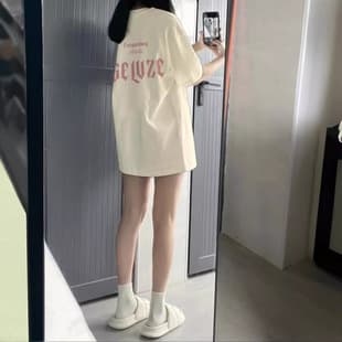 Printed Short Sleeve T-Shirt for Women, Ins Style, Student Korean Fashion, American Retro, Mid-Length Loose Top