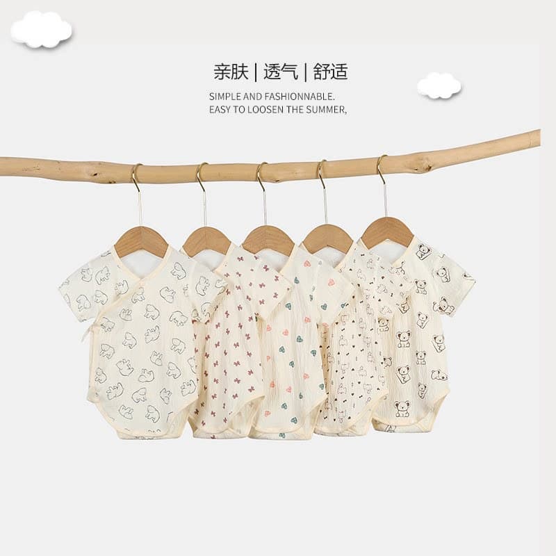 Summer baby jumpsuit thin short-sleeved harem baby breathable crawler suit boneless summer wear ultra-thin triangle harem