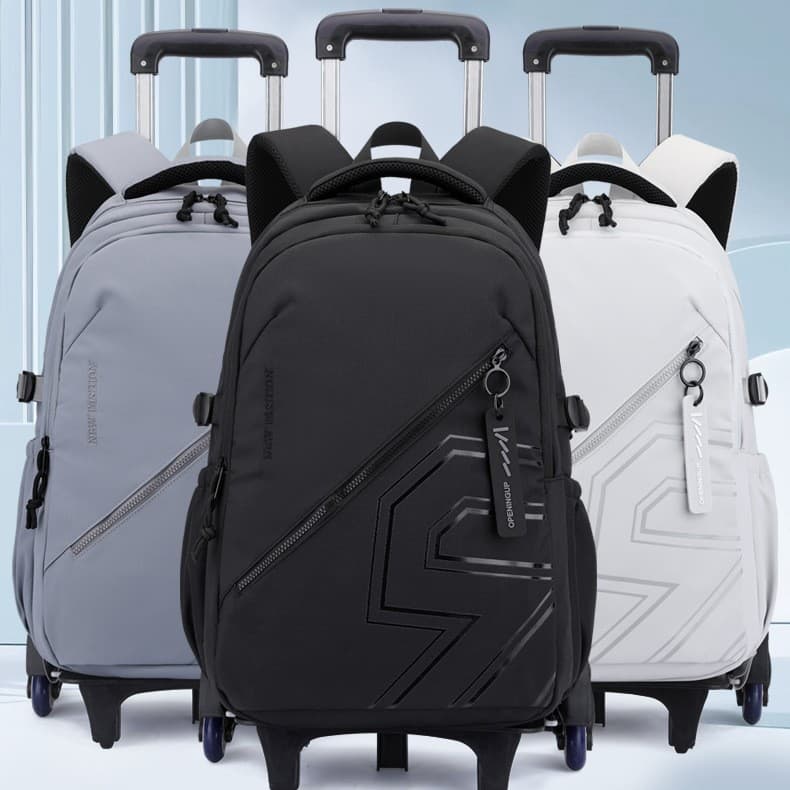 Natural Fish Student Rolling Backpack Grades 3-6 Fashionable Large Capacity Middle School Student Backpack Lightweight Stair-Climbing Rolling Luggage