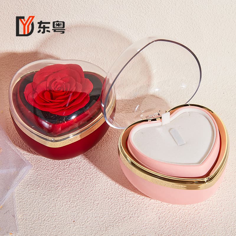 Cross-border Hot Selling Valentine's Day 520 Heart-shaped Rose Flip Eternity Flower Gift Box Heart Ring Box