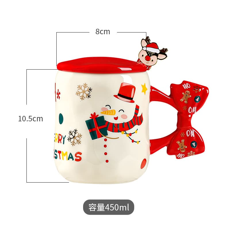 Cross-border Christmas Creative Gift Ceramic Cup with Lid and Spoon Cute Couple Coffee Cup Home High-appearance Mug