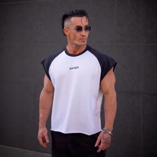 YOUNGLA American Style New Men's Sleeveless Summer Casual Loose Trendy Brand Printed Cotton Short Sleeve Sports Vest