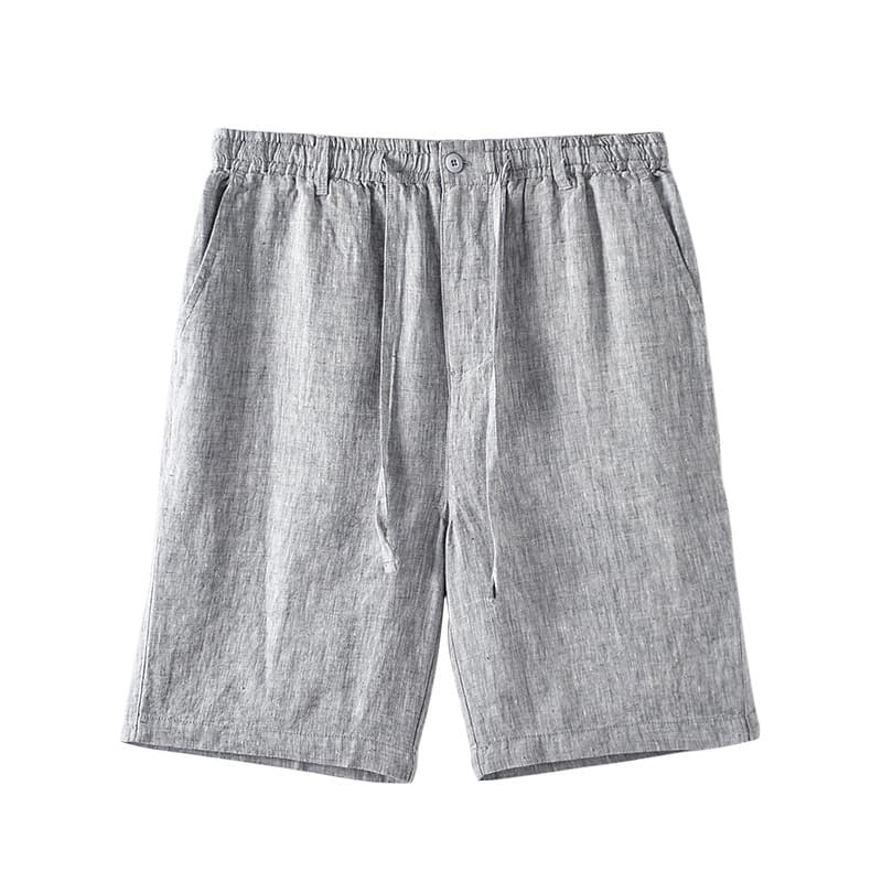 Summer Linen Pants for Men Casual Loose Linen Shorts Breathable Beach Shorts Elastic Waist 5-Point Shorts 076