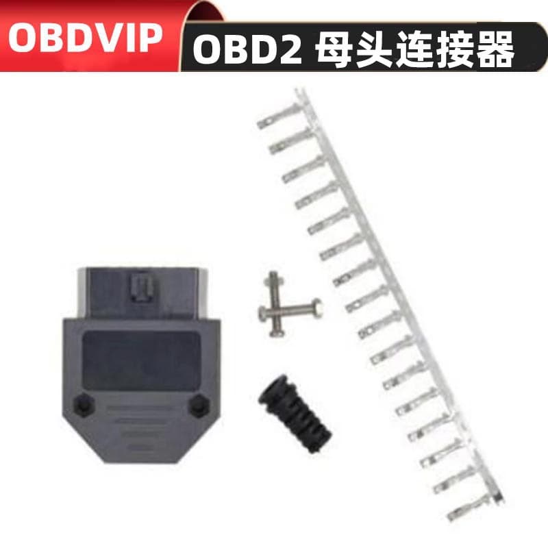 Car OBD2 Diagnostic Port 16Pin Female Connector OBD Plug + Housing + Terminals + Screws + Cable Clamp
