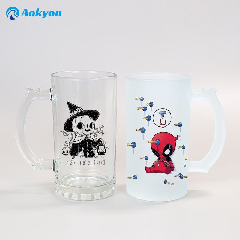 Heat Transfer Frosted Glass Mug Large Size Print Image LOGO Blank Coating Heat Sublimation Beer Glass Cup