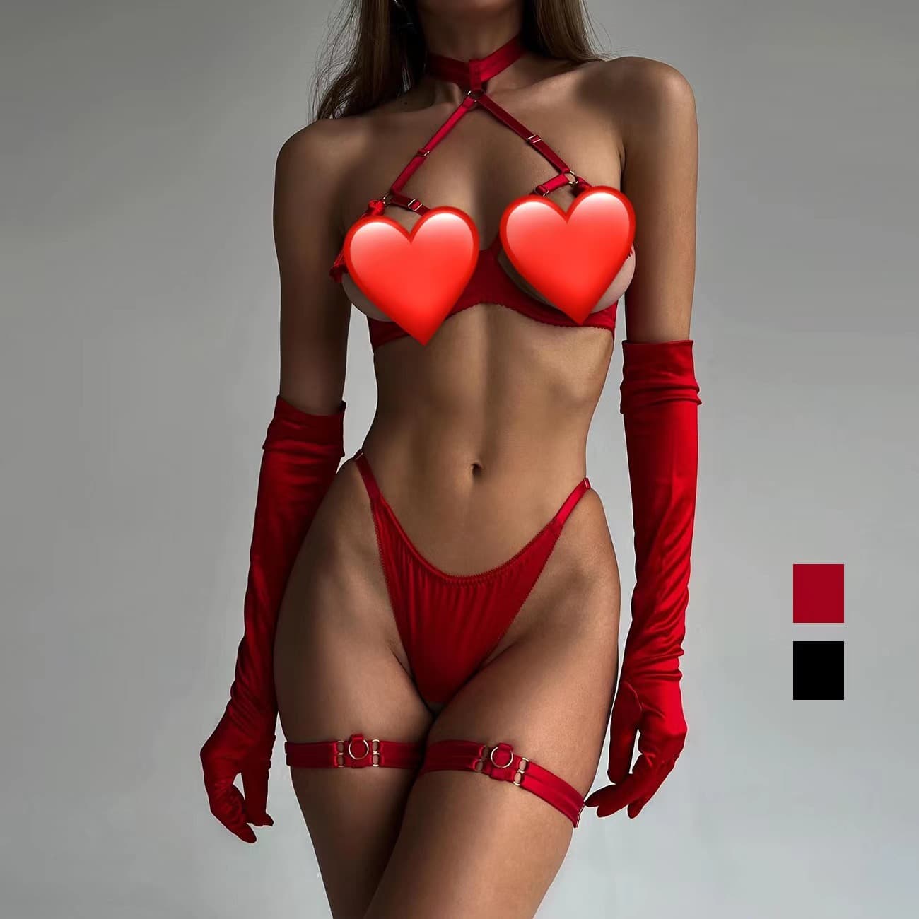 DEIR European and American Sexy Tassel Underwear Amazon Steel Ring Mesh Hollow Lingerie Set Sexy Kit