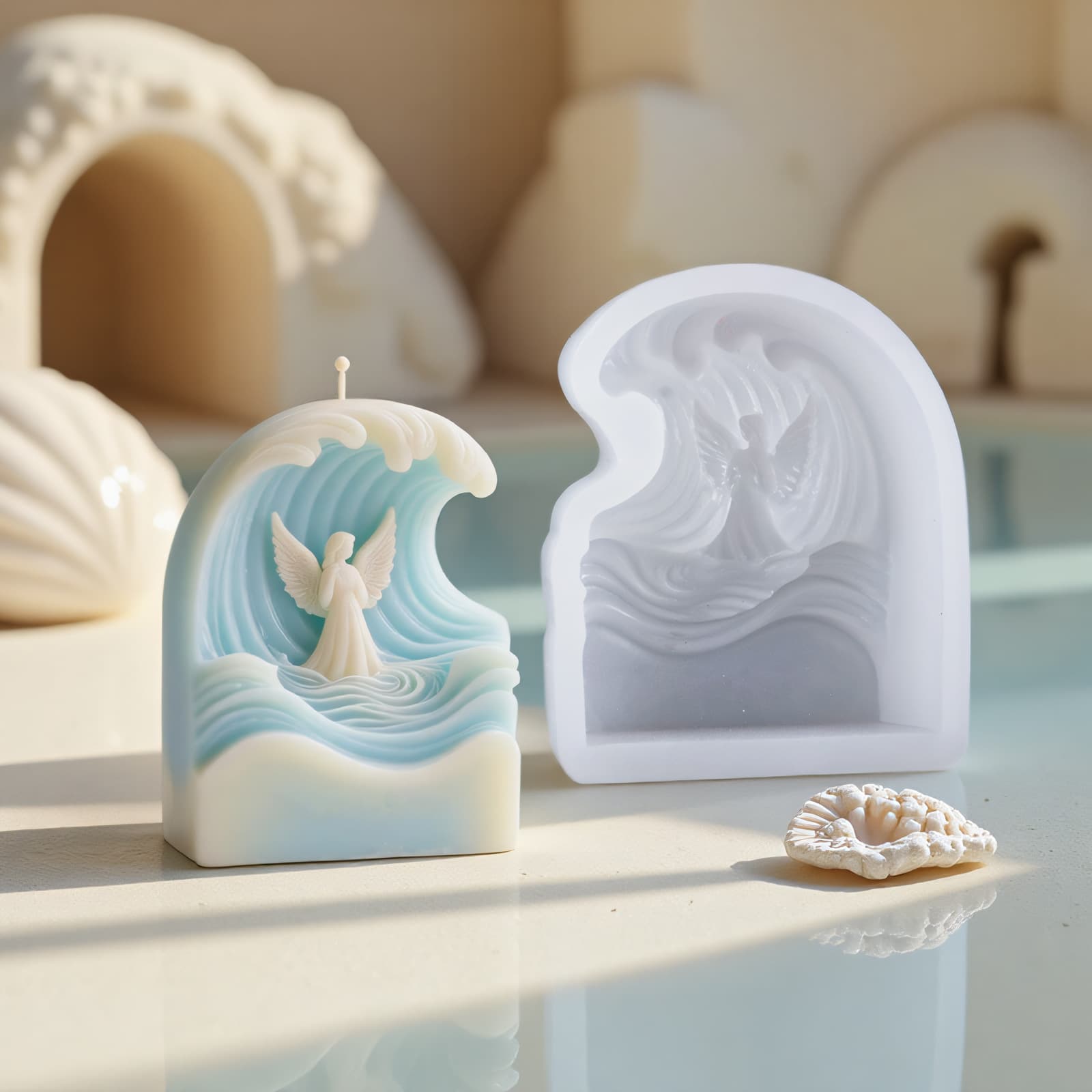 DIY Crystal Epoxy Wave Angel Scented Candle Silicone Mold Series Scented Candle Silicone Mold Decoration