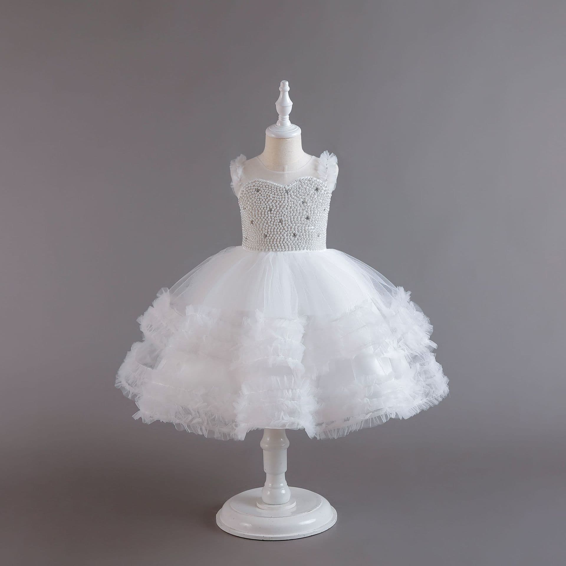 Cross-Border Children's First Birthday Dress Girl Princess Tutu Red Performance Dress Little Host Evening Gown Special Price