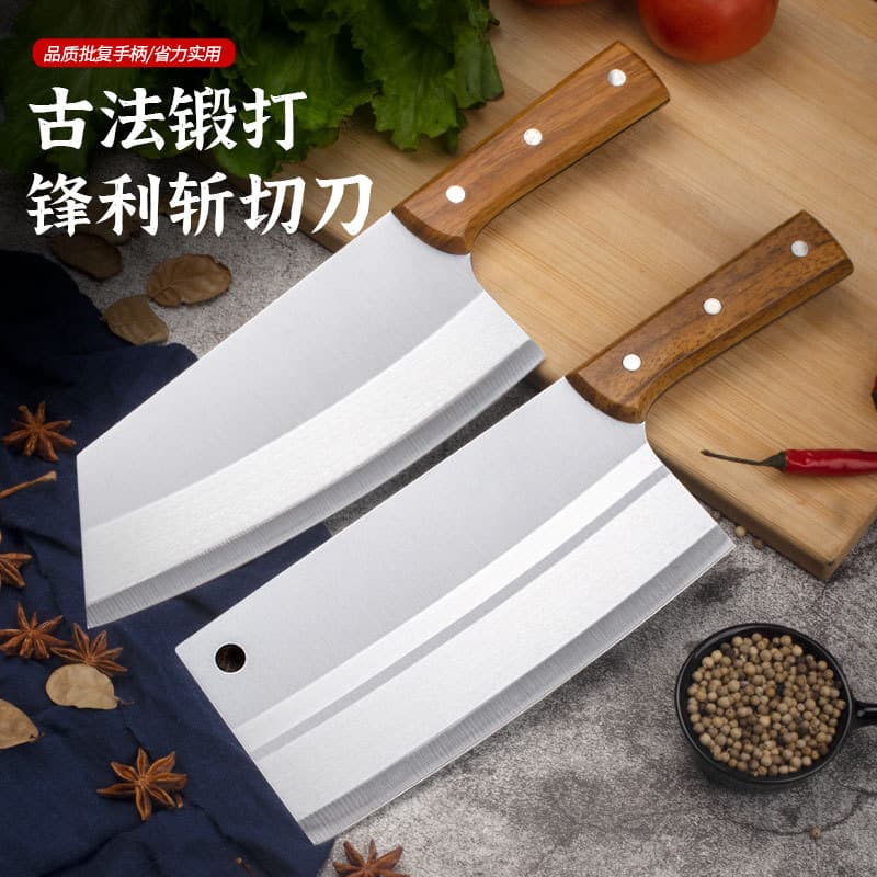 Stainless Steel Kitchen Meat Cutting Knife with Wooden Handle, Multi-Use Butcher Knife for Splitting Meat, Chef Kitchen Knife in Stock