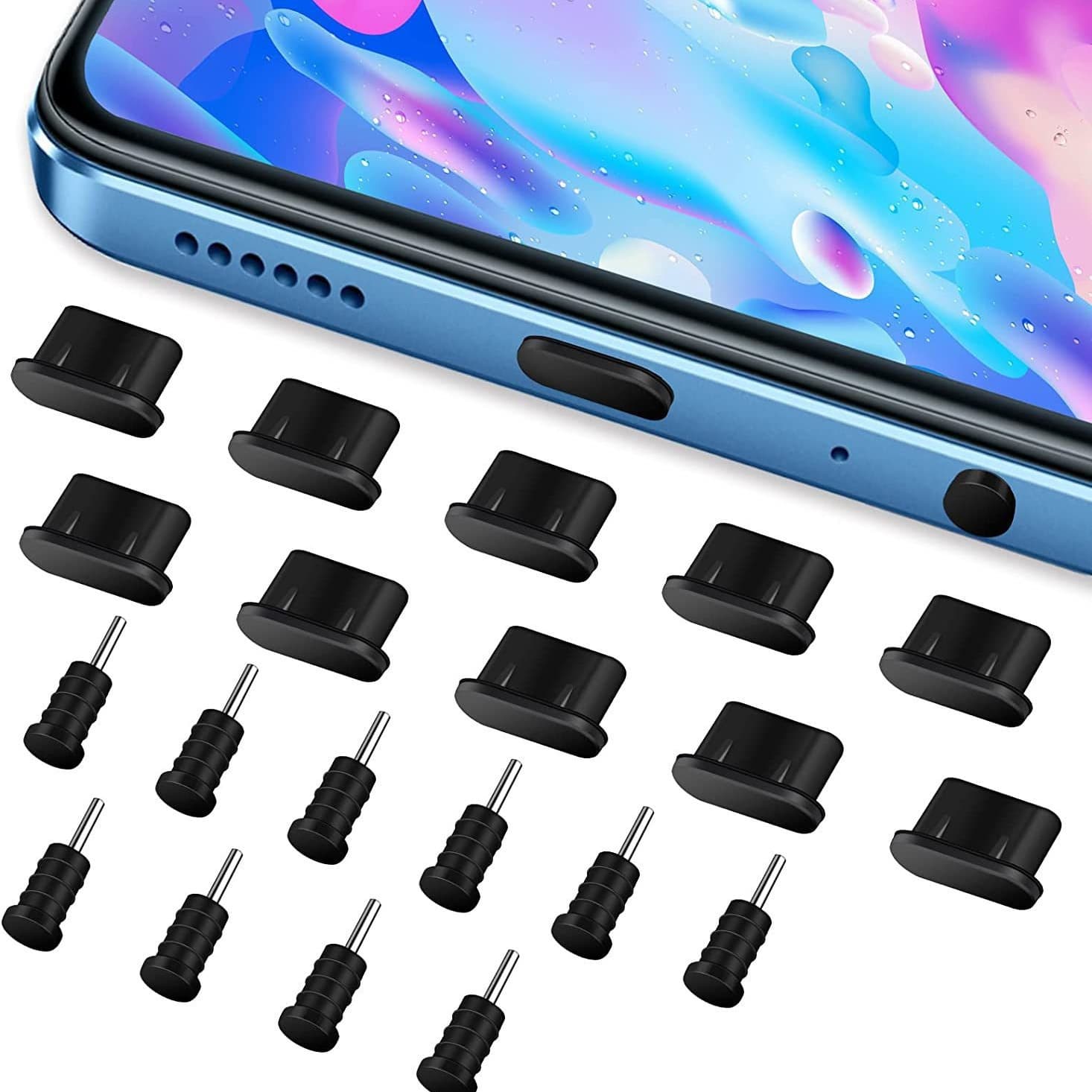 Cross-border Silicone Android TYPE-C Phone iPhone Dust Plug Data Port Dust Plug Charging Port Dust Plug Headphone Jack Plug