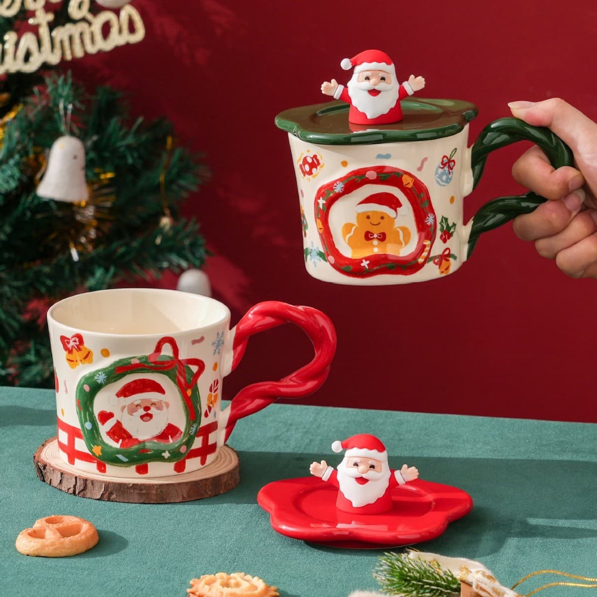 Cute Santa Claus Ceramic Mug Practical Gift Set Cross-border Christmas Cup Water Cup Household Coffee Cup