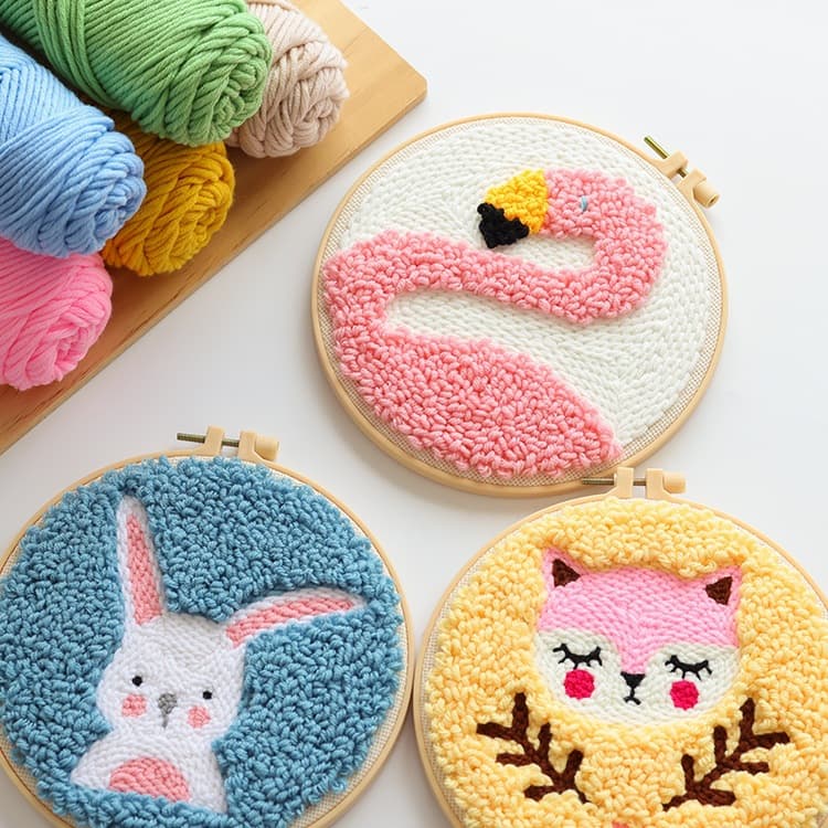 Animal-themed Russian Punch Needle Embroidery Kit, Beginner-Friendly Wool Art Decor for Children