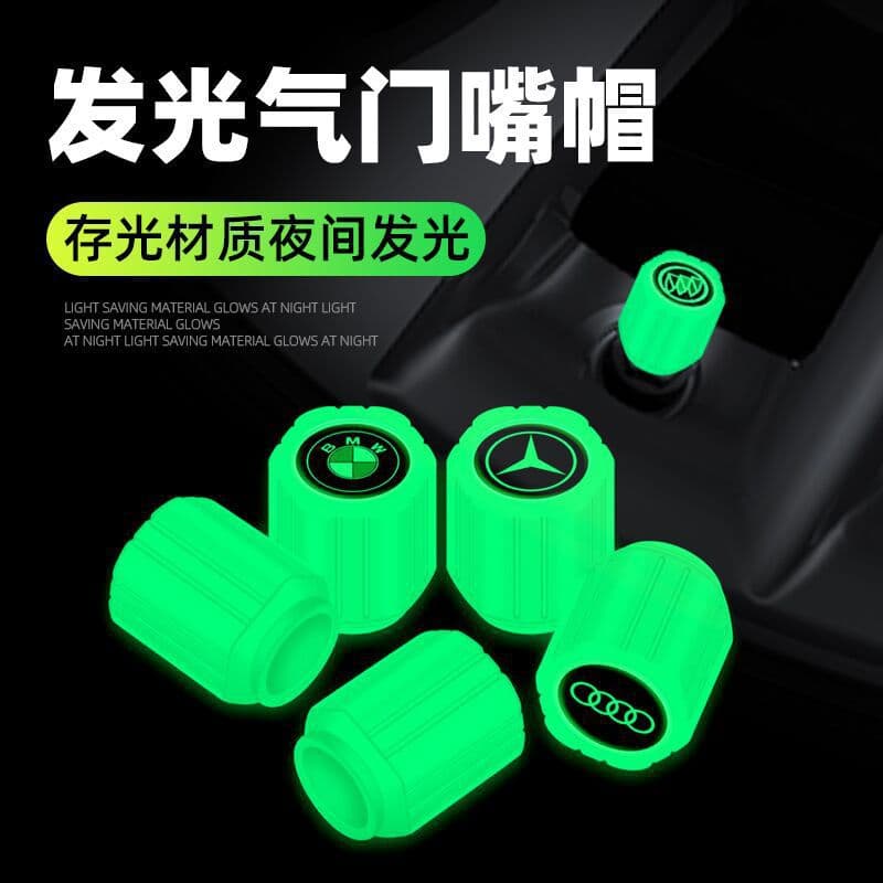 Glow-in-the-Dark Tire Valve Caps for Car, Motorcycle, Electric Scooter, Tubeless Tire Valve Stem Cover Decoration