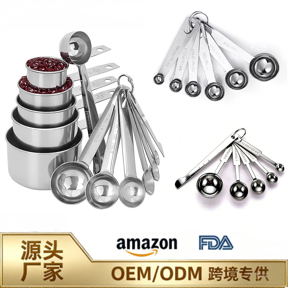 Stainless Steel Baking Measuring Spoon Set with Scale Coffee Seasoning Spoon Kitchen Utensils Modern Simple Style Measuring Cups