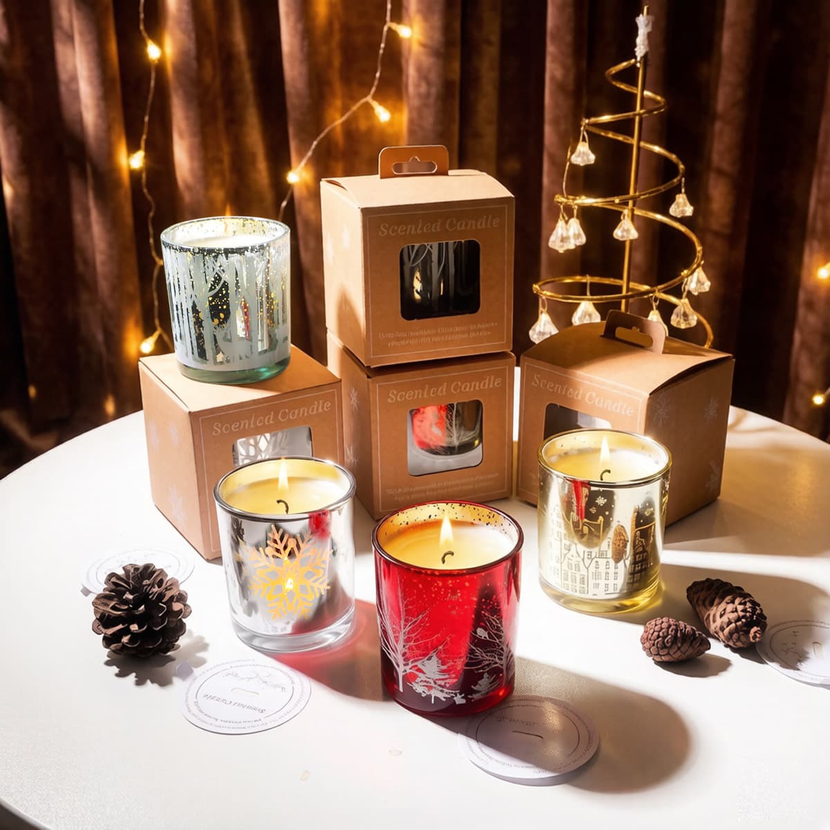 Amazon Christmas Candle Holder Glass Romantic Creative Ambiance Table Romantic Aromatherapy Candlelight Dinner Holiday Gift