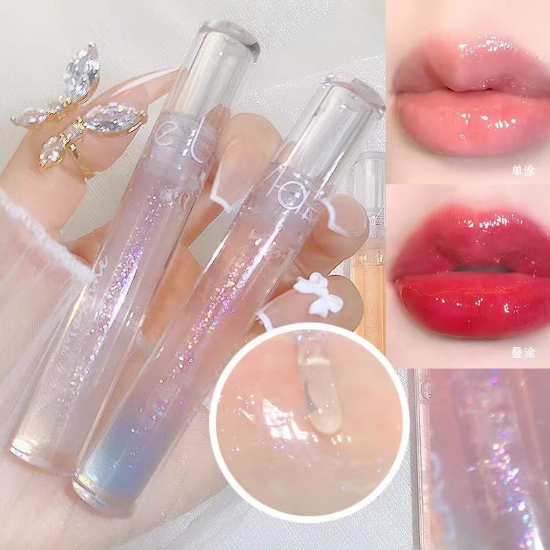 Maxfine water-glossy transparent lip gloss lip gloss jelly ribbon glitter lip gloss lipstick water-dyed lip liquid