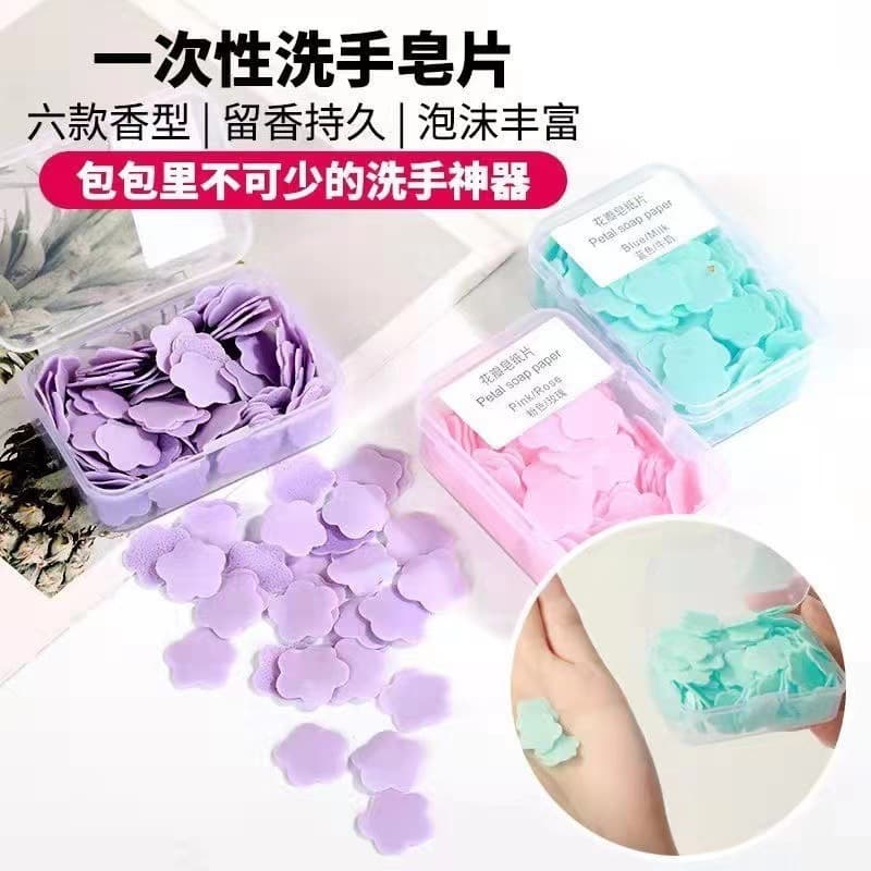 Portable mini soap flakes hotel travel boxed soap flakes hand washing soap paper outdoor disposable soap flakes