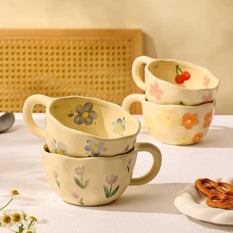 Couple Cups Summer Autumn Mugs Trendy Water Cup for Women Office Coffee Mug Korean Style New Ceramic