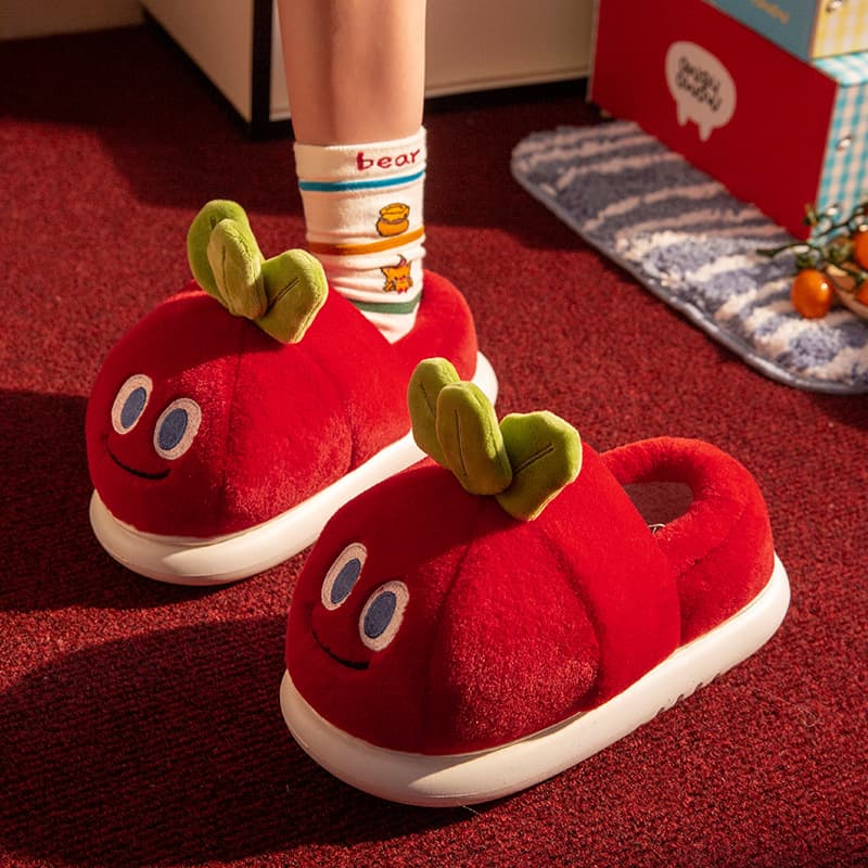 Carrot Women's Cotton Slippers with Heel, 2025 New Indoor Home Plush Slippers, Winter Cotton Shoes for Women