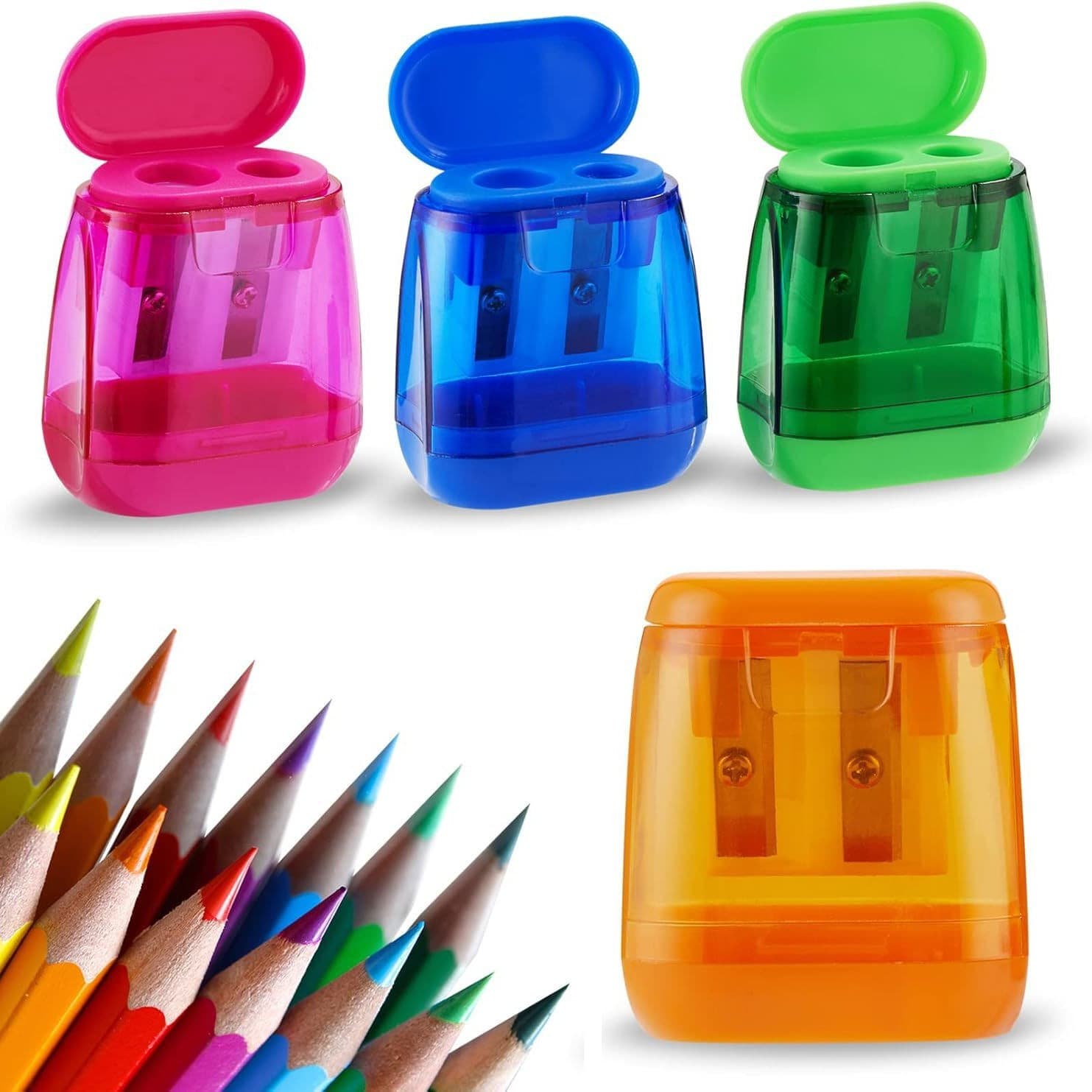Double-Hole Pencil Sharpener Student Stationery Plastic Manual Pencil Sharpener Eco-Friendly Barrel Sharpener