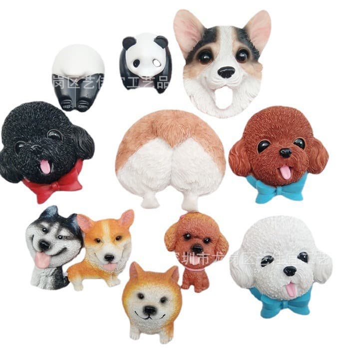 Pet 3D Animal Fridge Magnet - Poodle, Husky, Corgi, Bichon Frise, Schnauzer - 3D Magnetic Sticker