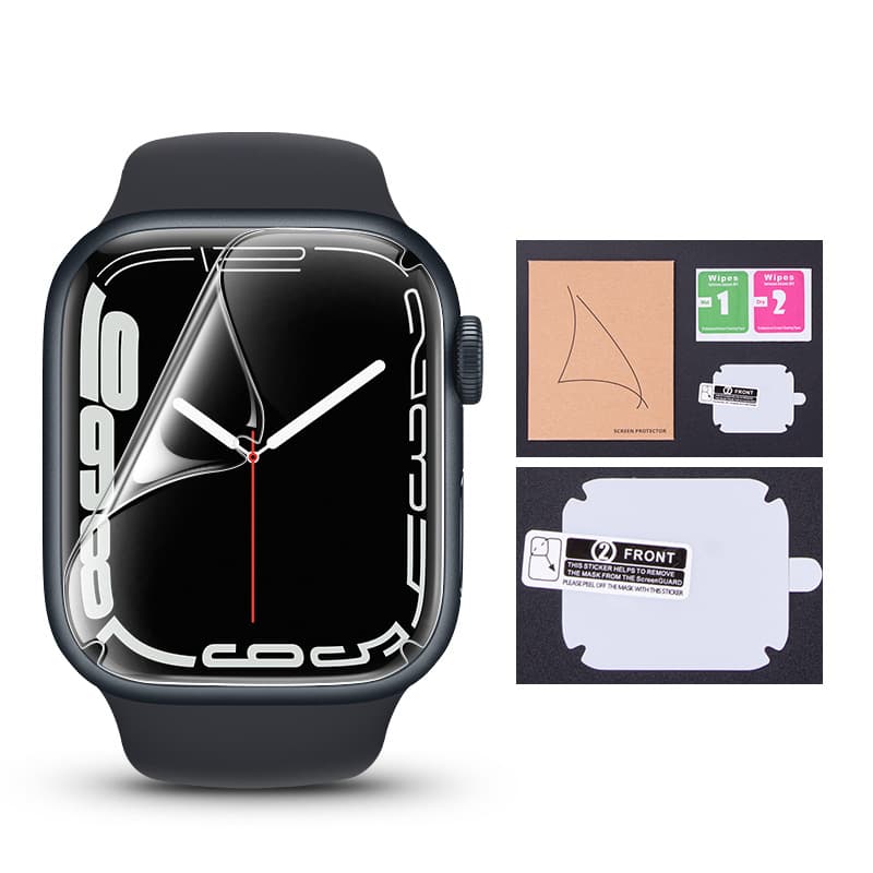 Hydrogel screen protector for Apple Watch 9, 6/7/8, and iWatch 11.