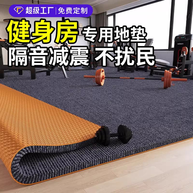 Gym Floor Mat Soundproof Shockproof Exercise Anti-Vibration Thick Sound-Absorbing Home Large Area Full Coverage Anti-Slip Carpet