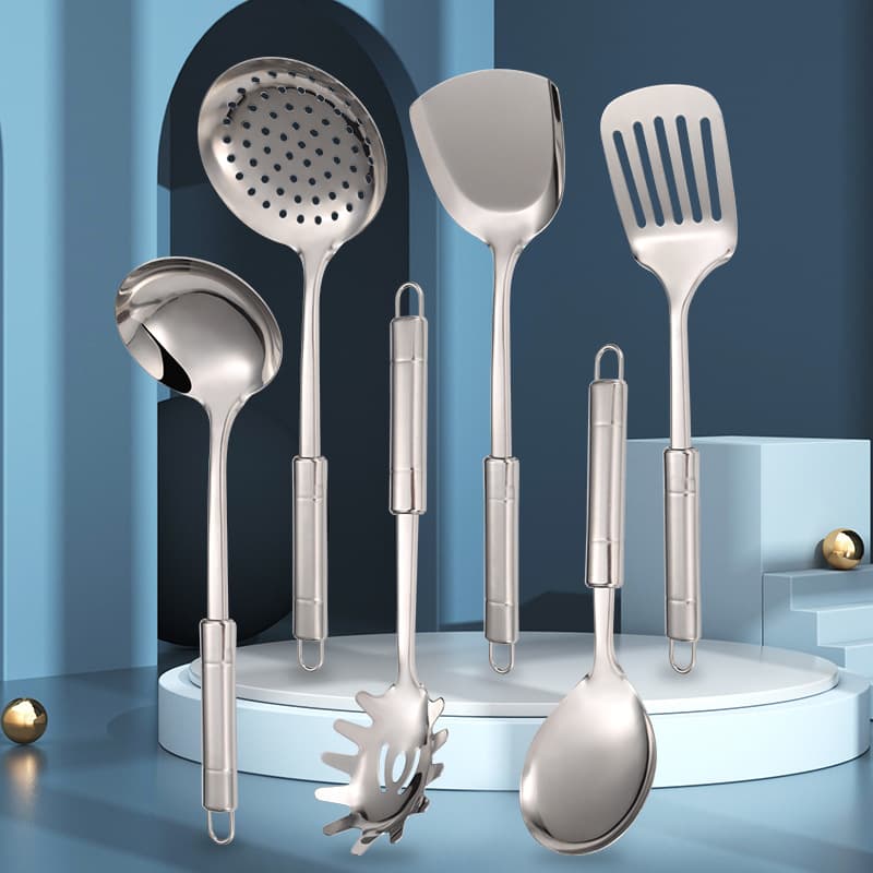 Non-magnetic stainless steel spatula wholesale restaurant household cooking spatula soup spoon colander kitchen cooking spatula set heat-resistant