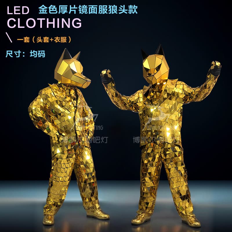 Cross-border Glowing Outfit Iron Blood Helmet Colorful Glowing Armor Women's GOGO Costume KTV Bar Halloween Performance Costume
