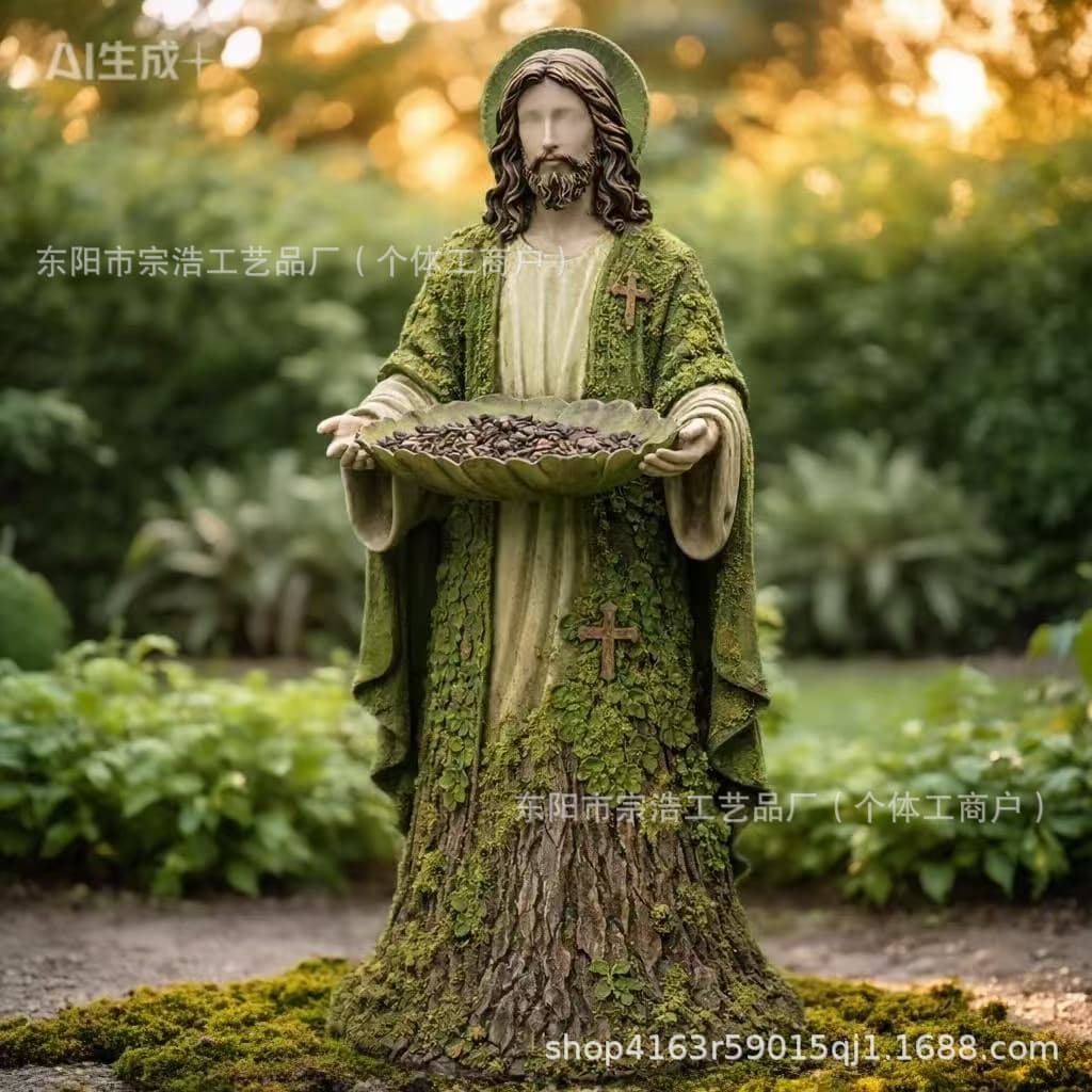 Cross-border new product Garden Bird Feeder Statue resin character garden bird feeder decorative gift