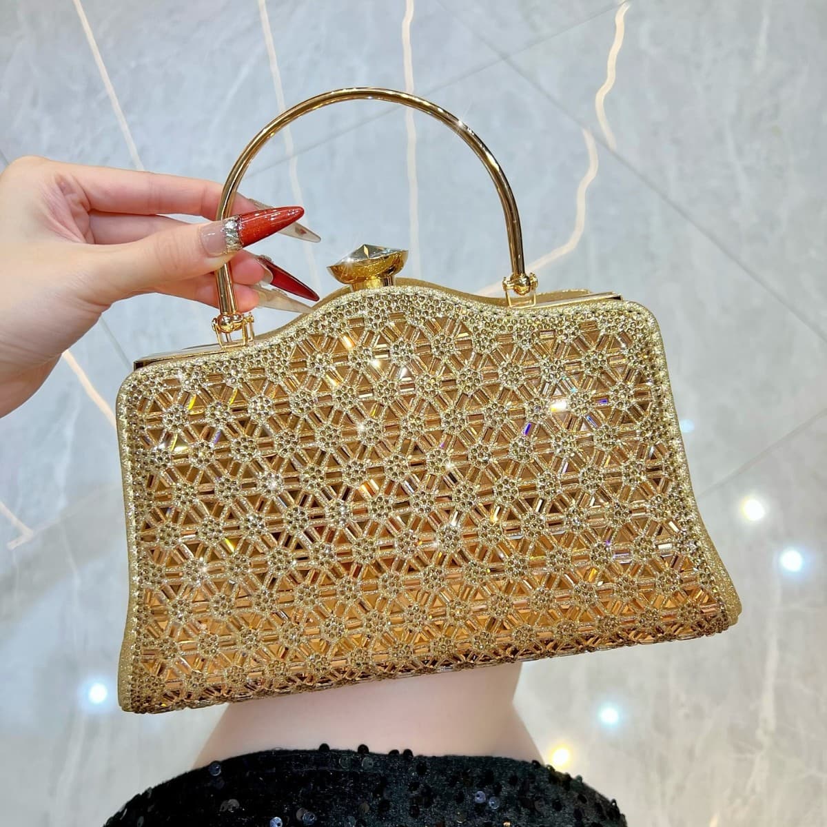 New Cross-border Cheongsam Evening Bag Rhinestone Handbag Chain Crossbody Bag Women's Handbag Fashion Dress Bag
