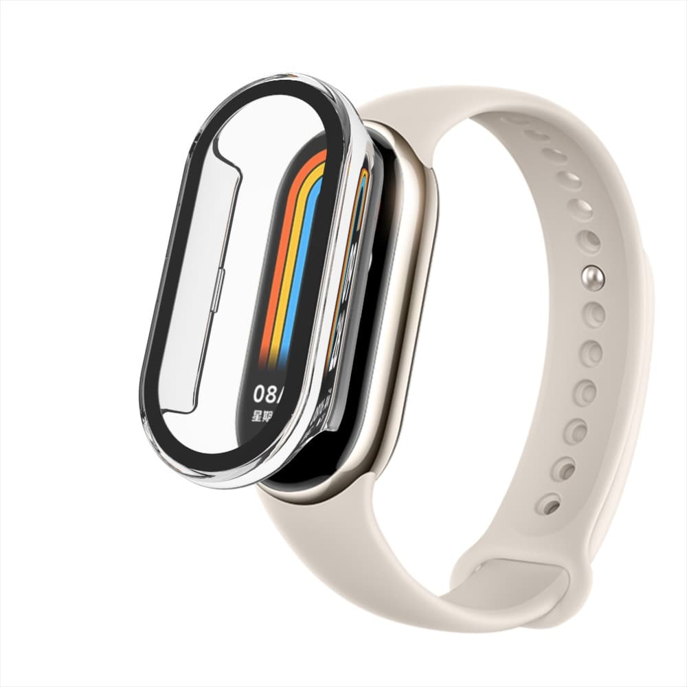 Compatible with Xiaomi Mi Band 10/9/8 protective case, Mi Band 8/8 NFC PC + tempered glass integrated protective case
