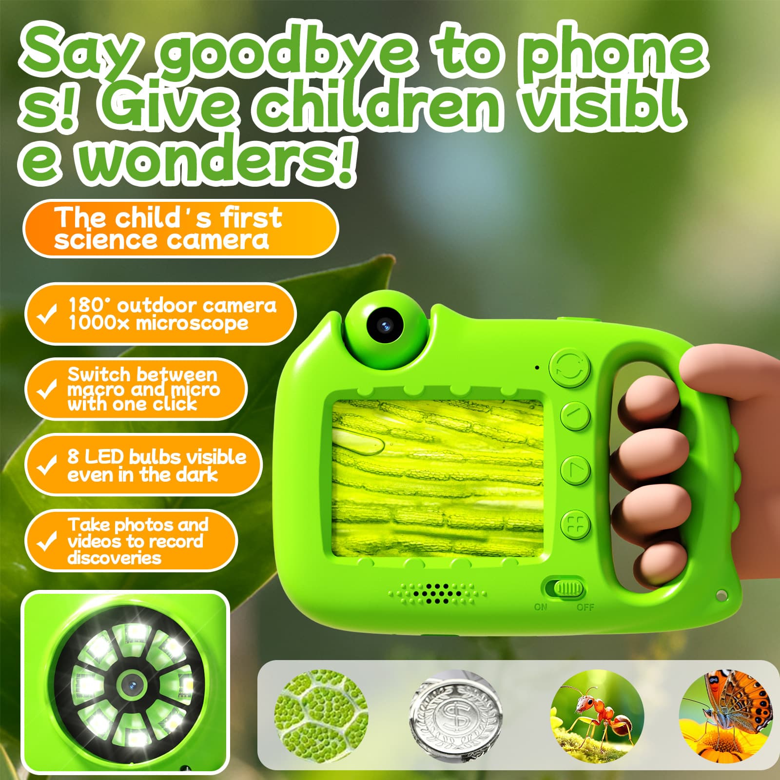New Children's Camera, Photo and Video Capable, HD Mini Camera, Children's Microscope Camera