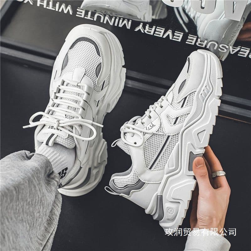 Men's spring breathable versatile casual student running sports shoes men's thick-soled dad shoes men's Hong Kong style wholesale