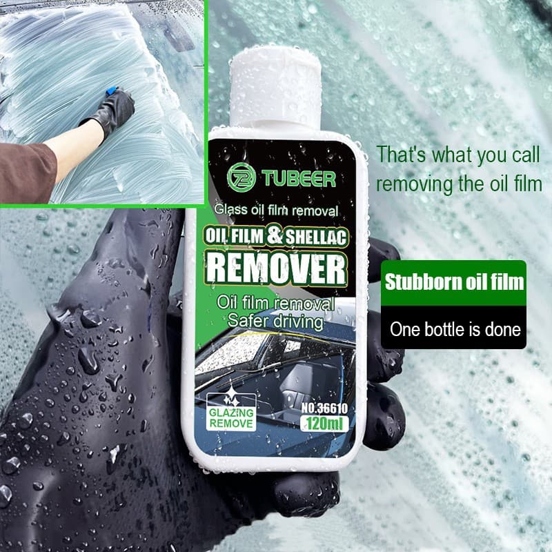 Tobit Car Glass Oil Film Remover, Front Windshield Water Displacing Polish to Remove Glass Oil Stains and Clean