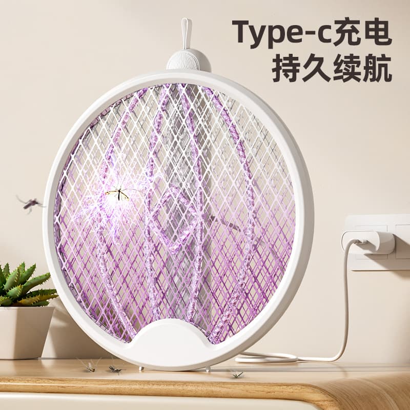 2-in-1 Foldable Electric Mosquito Swatter Indoor Household Mosquito Killer Lamp Rechargeable Mosquito Zapper Wholesale Cross-Border