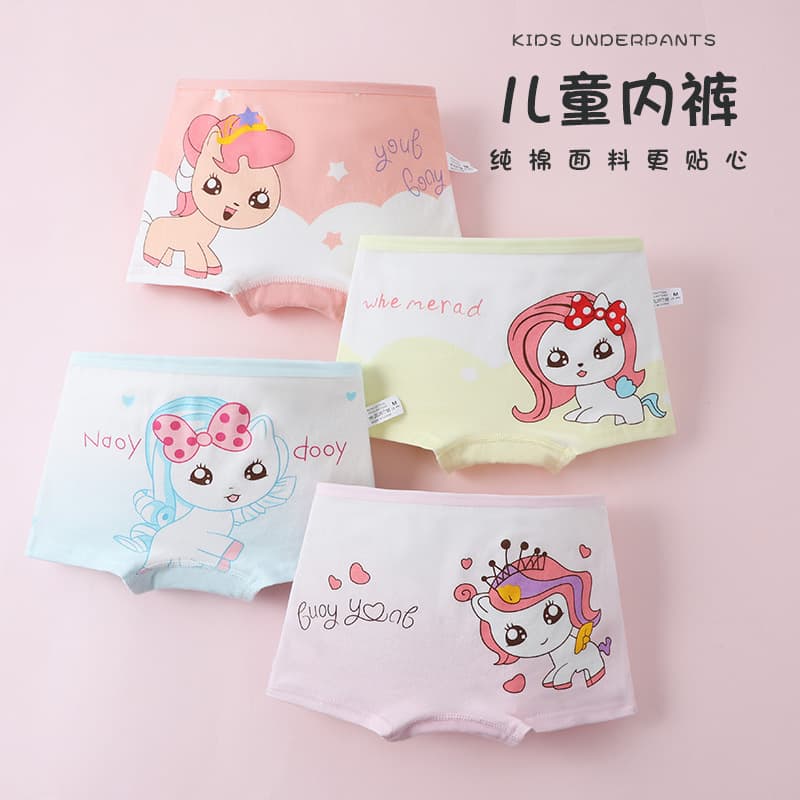 Wholesale Cross-border Children's Underwear Little Girls Panties Summer Thin Pure Cotton Girls Underwear Breathable Flat Briefs Big Kids