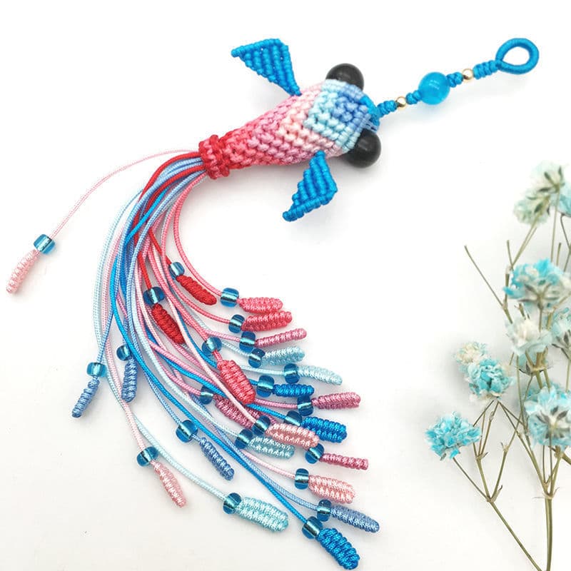 DIY materials for Chinese knot koi fish braiding rope, mobile phone bag keychains, ornaments, and goldfish handicrafts.